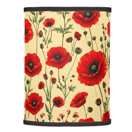 Red poppies pattern lamp shade (Right)