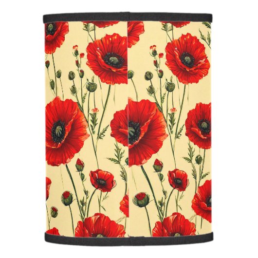 Red poppies pattern lamp shade (Back)