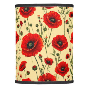 Red poppies pattern lamp shade