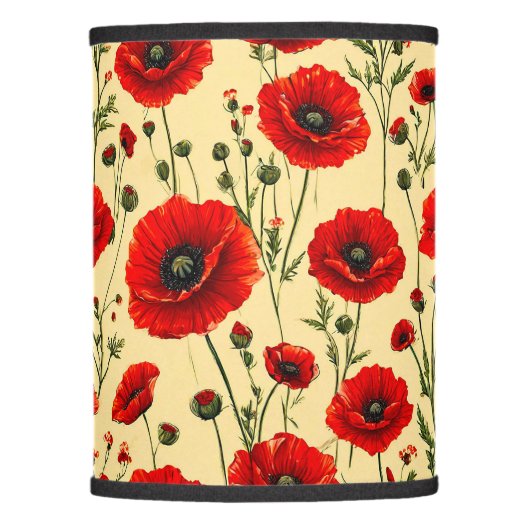 Red poppies pattern lamp shade (Front)