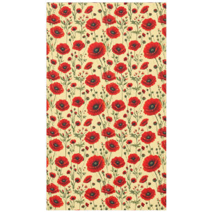 Red poppies pattern tablecloth