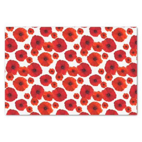 Red Poppies Pattern Tissue Paper