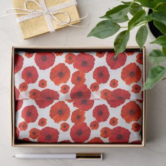Red Poppies Pattern Tissue Paper