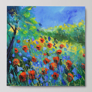 Red poppies peel and stick photo tile
