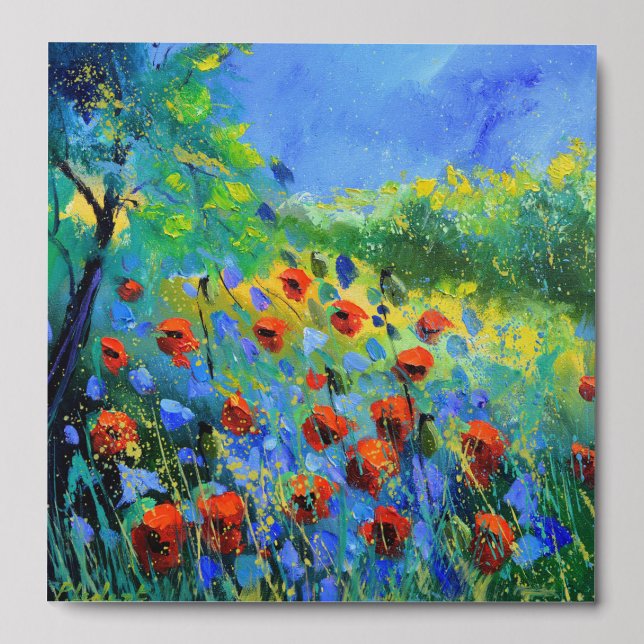 Red poppies peel and stick photo tile (Front Set)