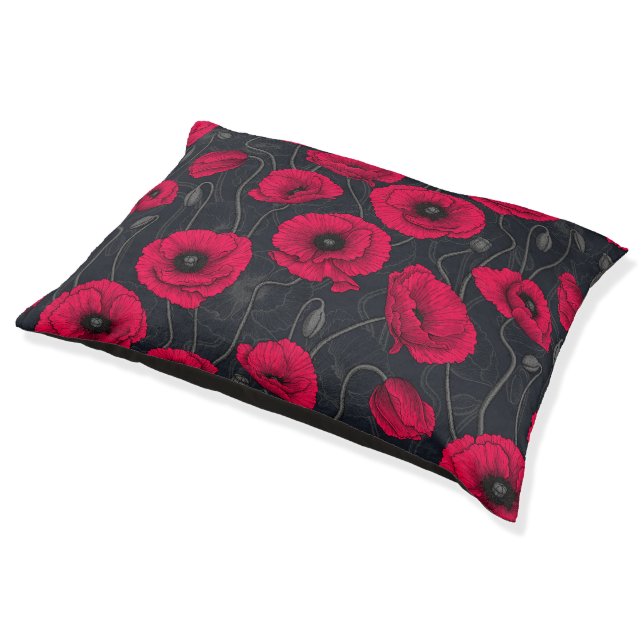 Red Poppies Pet Bed (Angled)