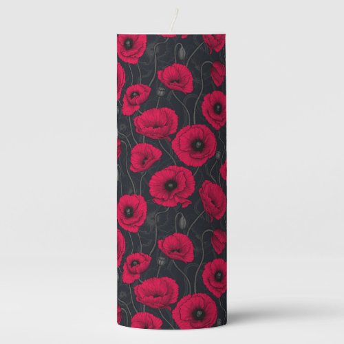 Red Poppies Pillar Candle