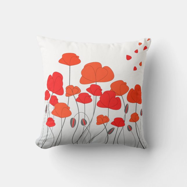 Red Poppies Pillow (Front)