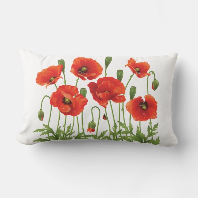 Red Poppies Pillow Ukrainian Design (Front)