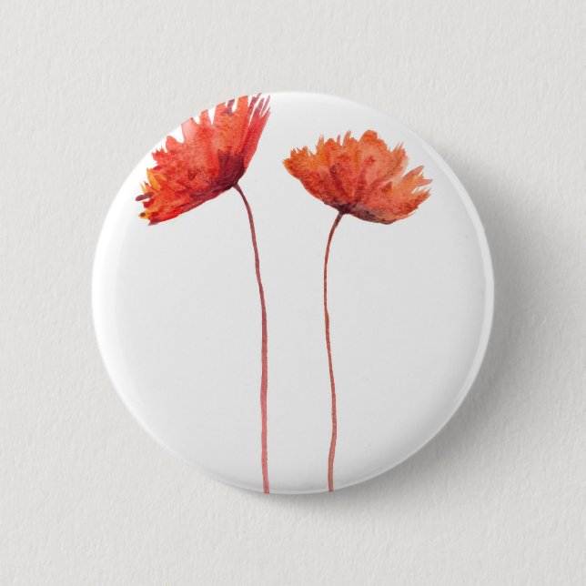 Red poppies pinback button (Front)