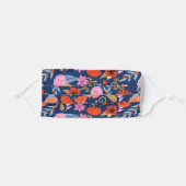 Red Poppies & Pink & Blue Floral Botanical Pattern Adult Cloth Face Mask (Front, Folded)