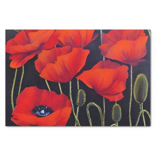 Red Poppies Plants Art  Tissue Paper