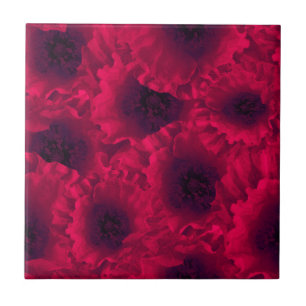 Red poppies , poppy ceramic tile