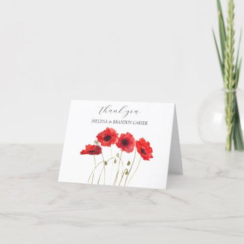 Red Poppies Poppy Floral Wedding Thank you 