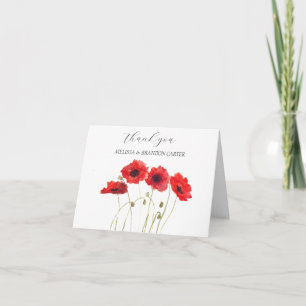 Red Poppies Poppy Floral Wedding Thank you