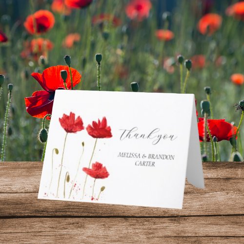 Red Poppies Poppy Floral Wedding Thank you 