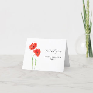 Red Poppies Poppy Flower Floral Wedding Thank you