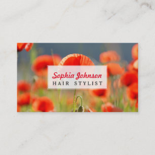Red Poppies Poppy Flowers Blue Sky Business Card