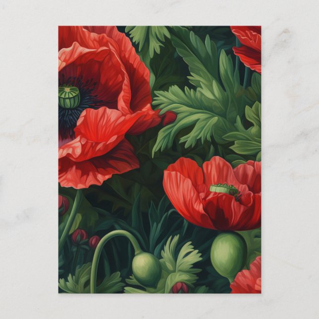 Red Poppies Postcard (Front)