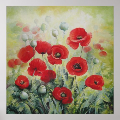 Red poppies poster