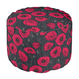 Red Poppies Pouf