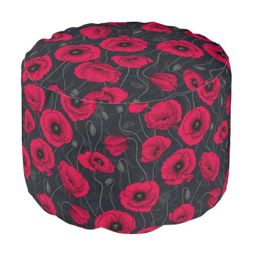 Red Poppies Pouf