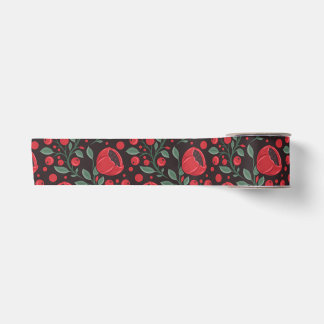 Red poppies satin ribbon