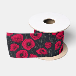Red Poppies Satin Ribbon