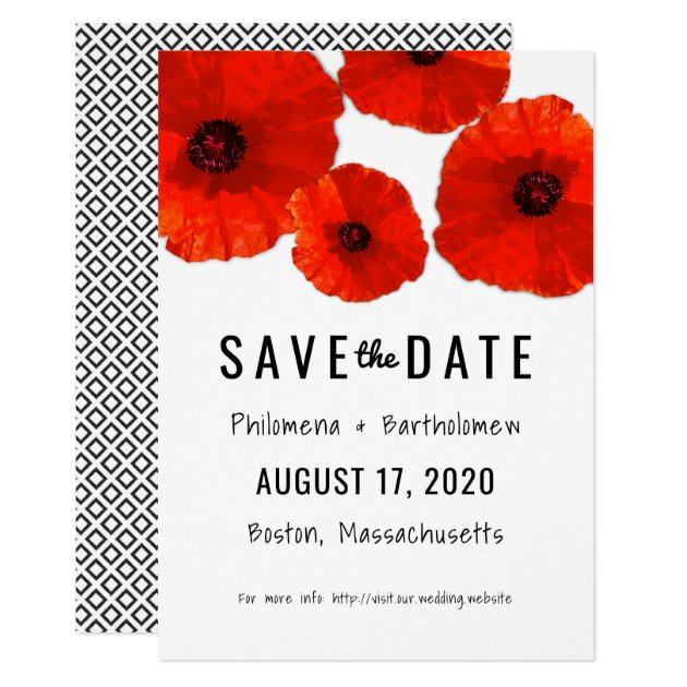 Red Poppies Save The Date Announcement