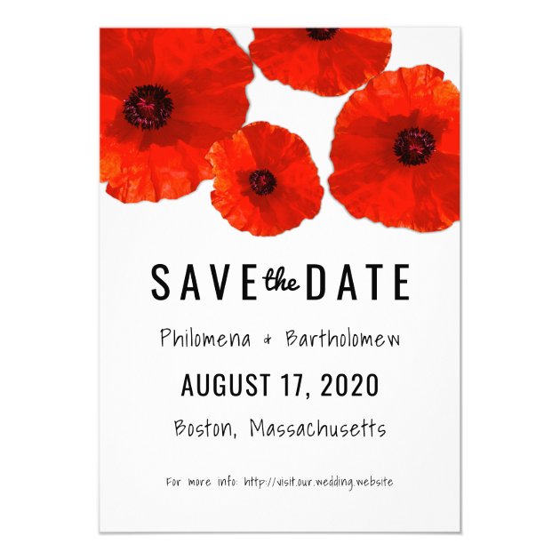 Red Poppies Save The Date Announcement