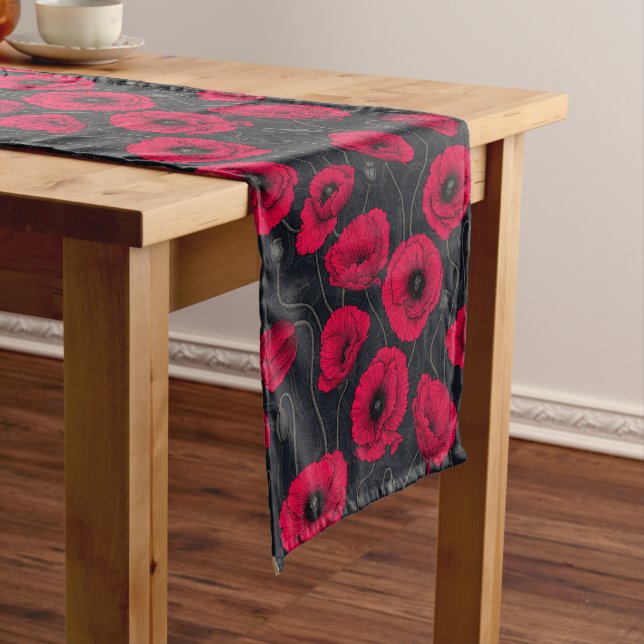 Red Poppies Short Table Runner (In Situ)