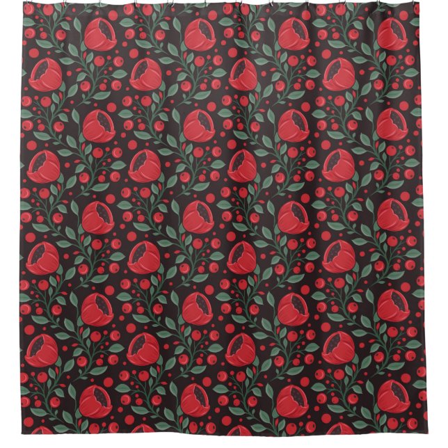 Red poppies shower curtain (Front)