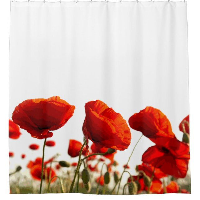 Red Poppies Shower Curtain (Front)