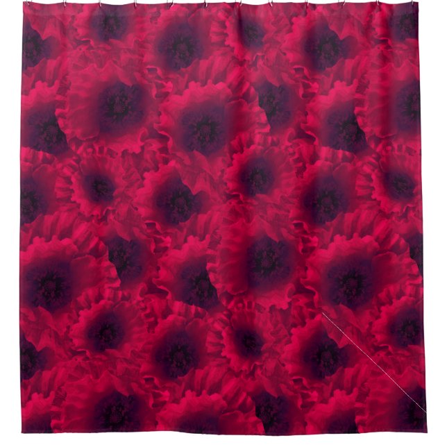 Red poppies shower curtain (Front)