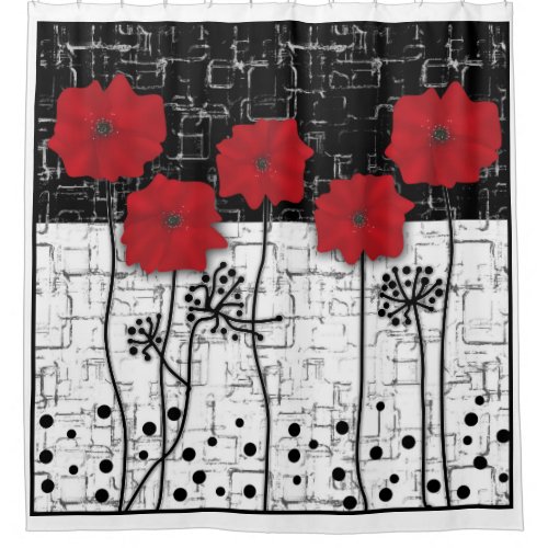 Red poppies  shower curtain