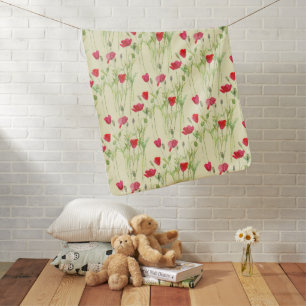 Red poppies summer meadow, wild flowers baby blanket