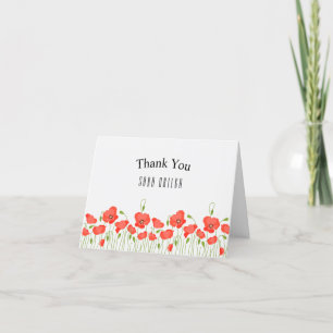 Red Poppies Thank You Card (optional photo)