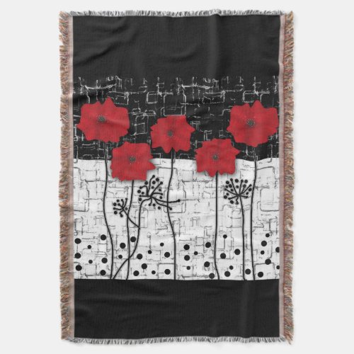 Red poppies throw blanket