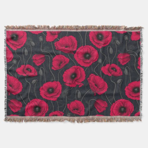 Red Poppies Throw Blanket