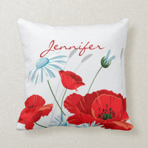 Red Poppies Throw Pillow