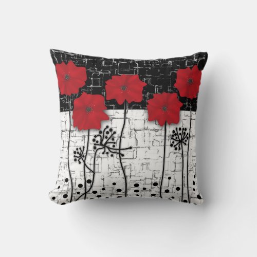 Red poppies throw pillow