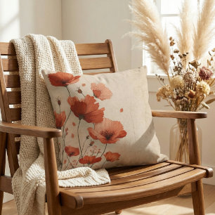 Red poppies.  throw pillow