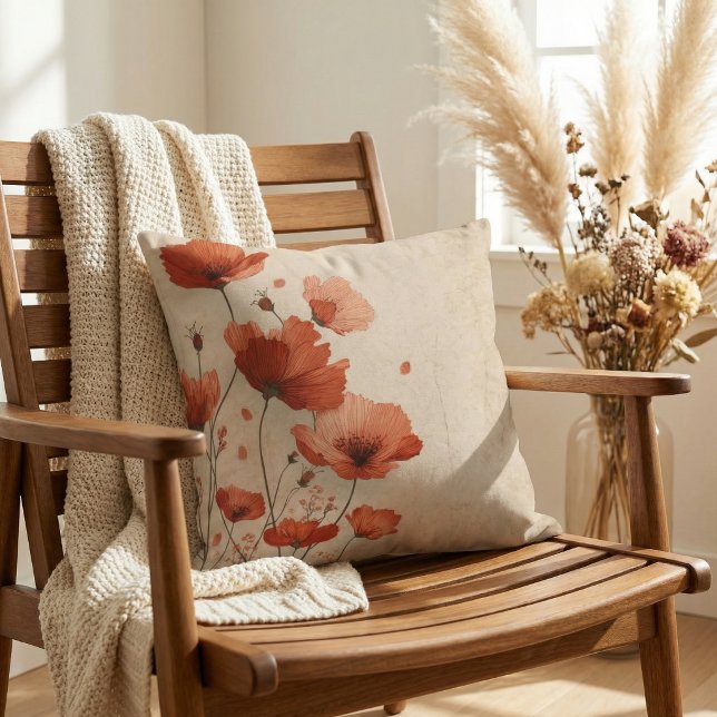 Red poppies.  throw pillow (Creator Uploaded)