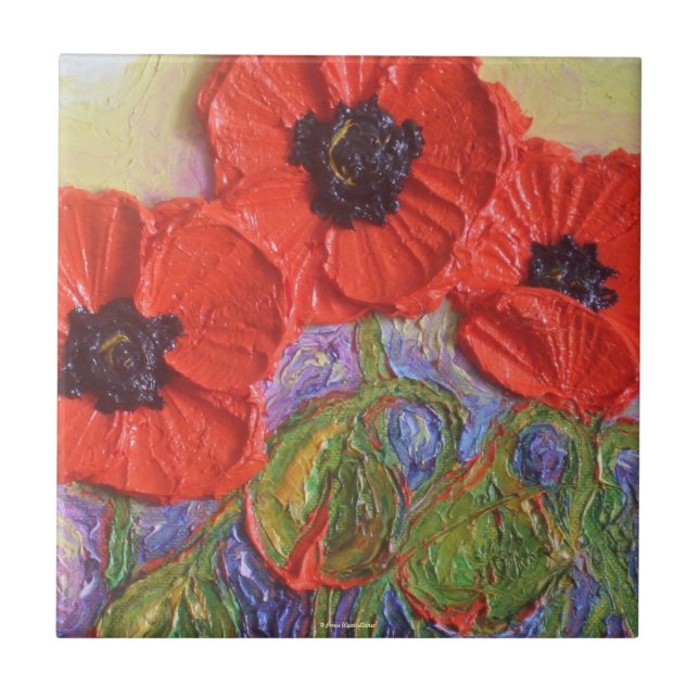 Red Poppies Tile (Front)