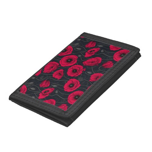 Red Poppies Trifold Wallet