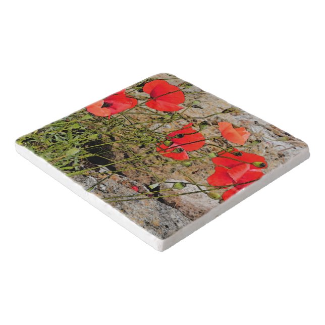 RED POPPIES TRIVET (Corner)