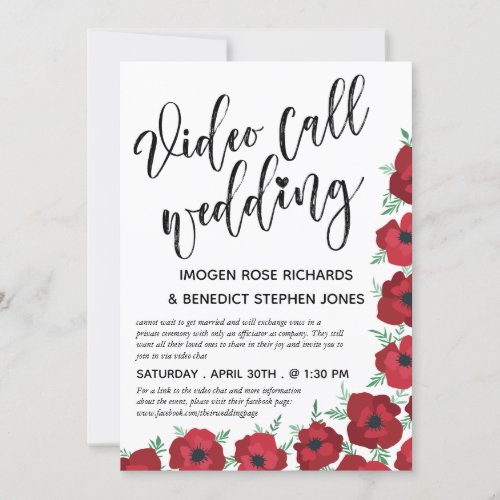 Red Poppies Video Call Wedding Invitation