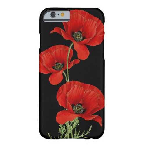 Red Poppies Vintage Botanical Barely There iPhone 6 Case