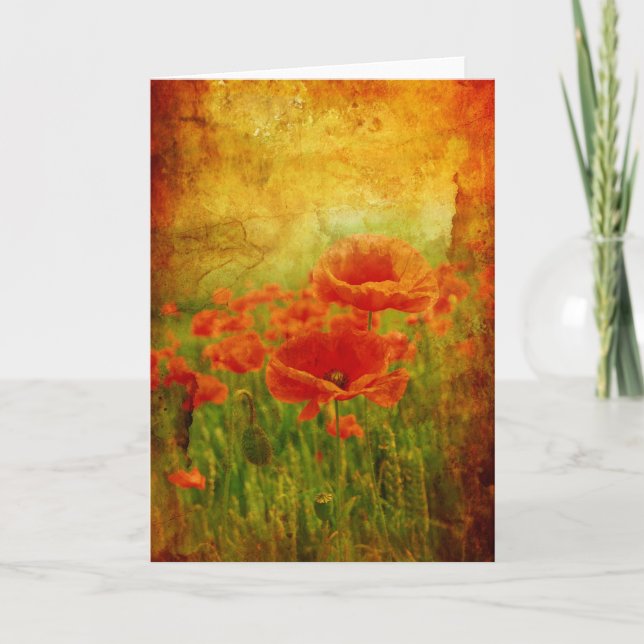 Red poppies vintage card (Front)