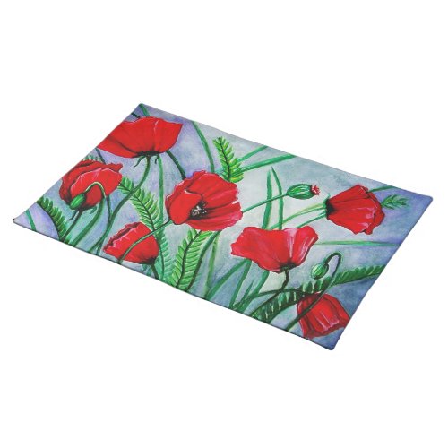 Red Poppies Watercolor Art Placemat